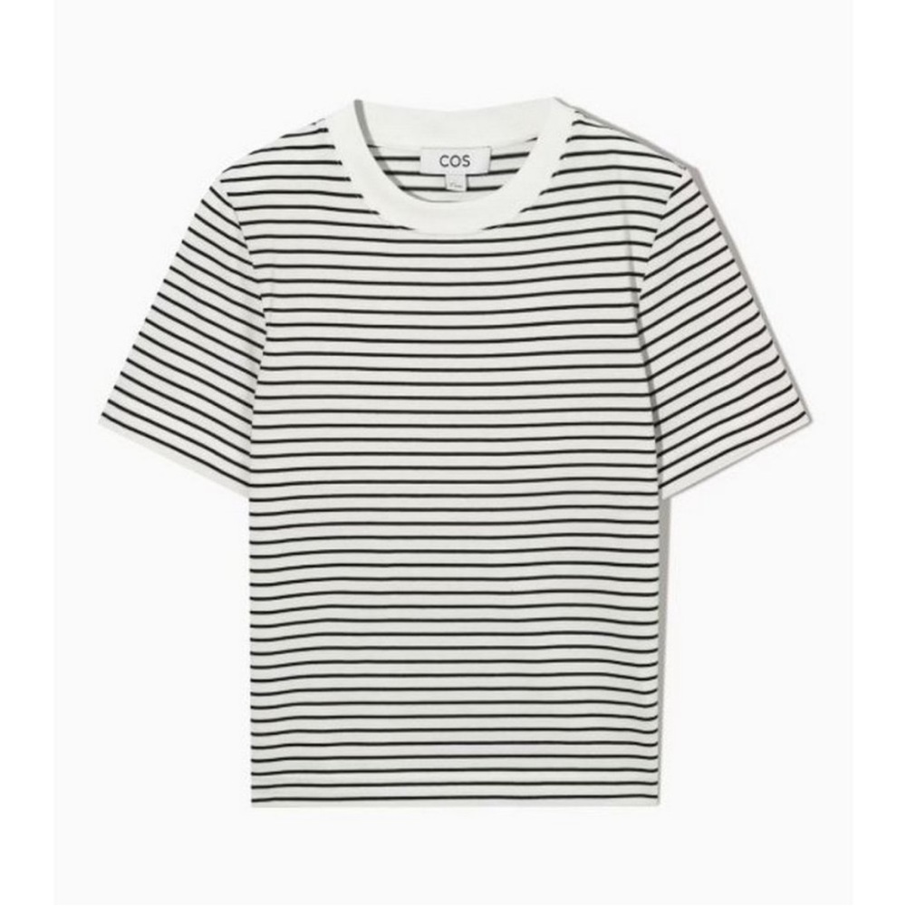 COS Clean Cut Black and White Striped Short Sleeve Tee